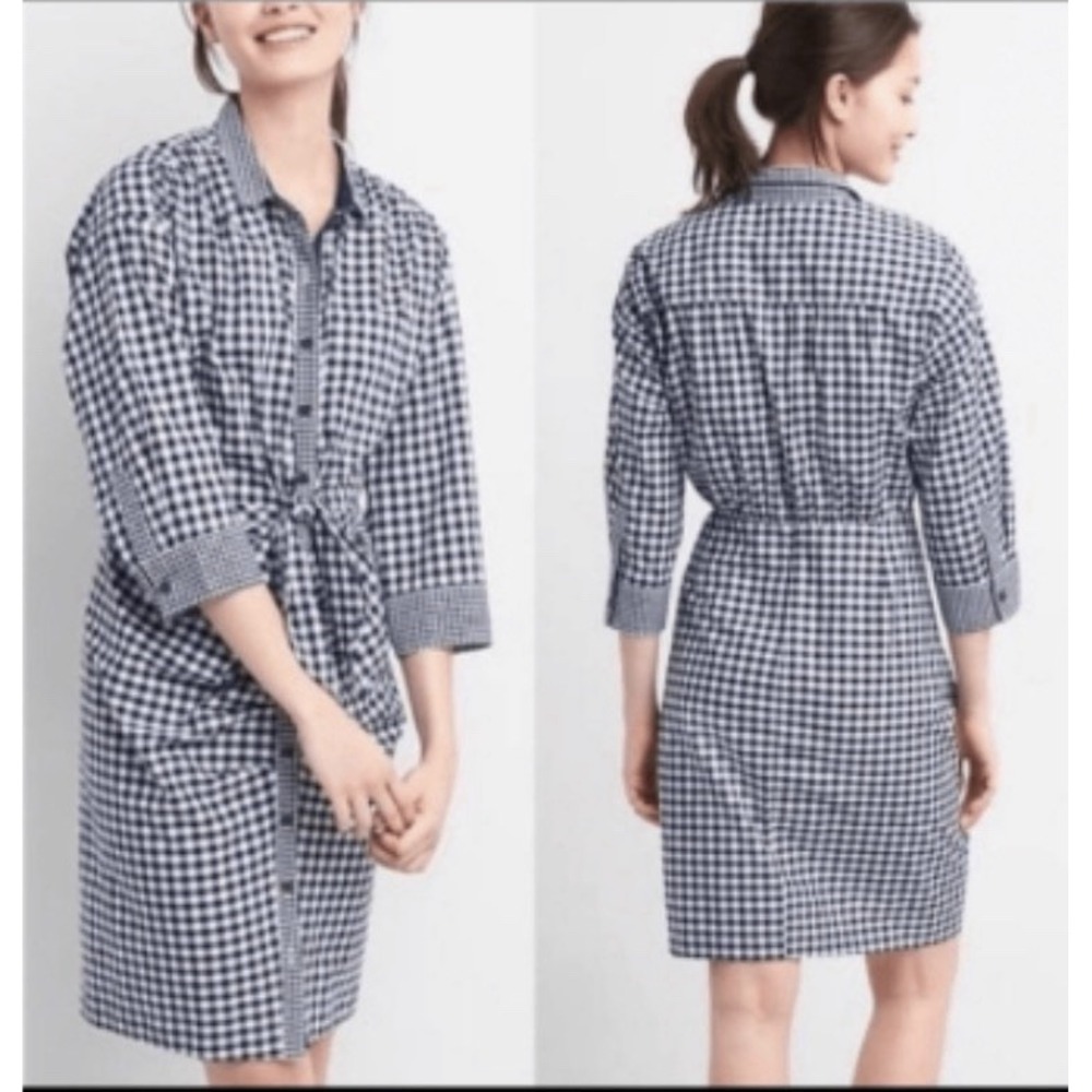 Gap Sarah Jessica Parker Coastal Beachy Navy White Gingham Check Dress Medium‎ - Picture 11 of 11